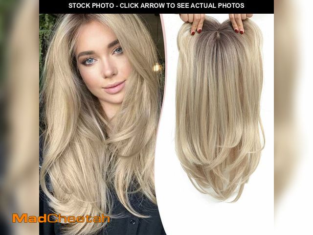 Lot 74-12439309 - Megito Long Wavy 18inch Hair Topper Big Base Cover Thinning Hair Clip in Hair Toppers for Women Fibe...