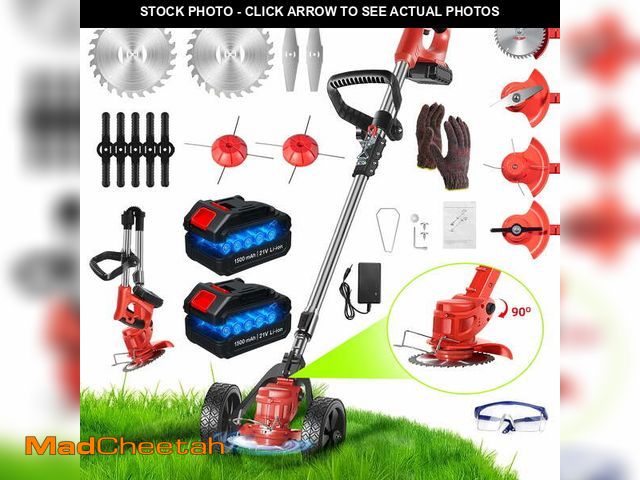 Lot 74-14322033 - KingFurt Foldable Brush Cutter Cordless Weed Wacker Electric Weed Eater with 2 Batteries for Lawn Ga...