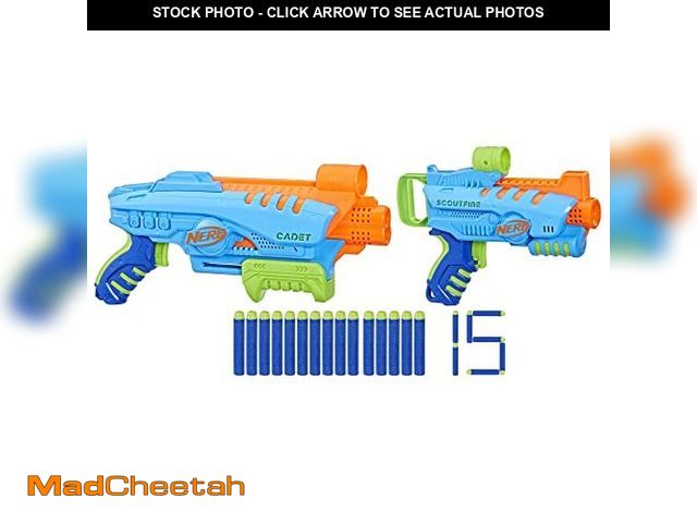 Lot 74-12664526 - NERF Elite Junior Ultimate Starter Set, 2 Easy Play Blasters, 15 Darts for Kids Outdoor Games, Ages ...