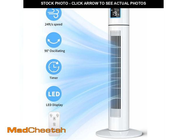 Lot 74-12779132 - Cikuci 36" Tower Fans, 90Â° Oscillating Air Cooler Floor Fan for Indoors with 3 Speeds, 12H Timer, L...