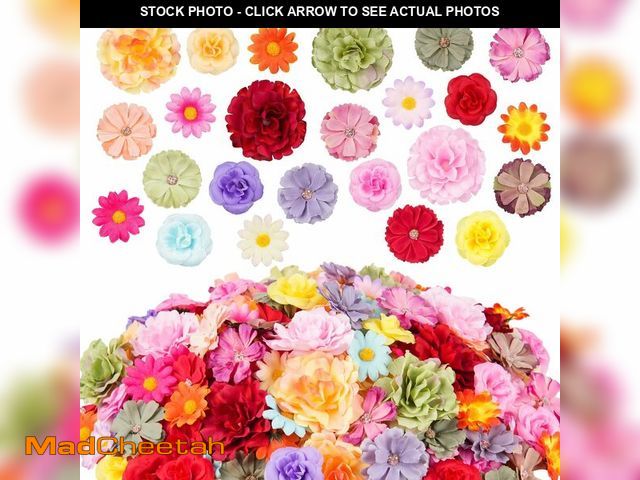 Lot 74-14055688 - 210 Pcs Mini Silk Flower Heads Small Fake Rose Daisy Faux Flowers Bulk for Crafts Artificial 3D Loos...