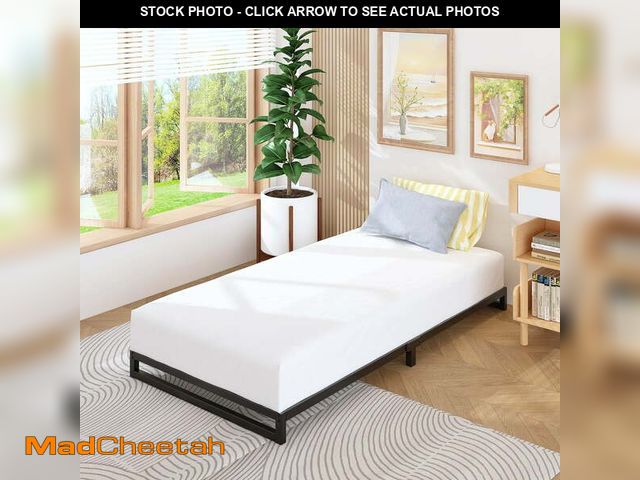 Lot 74-12678054 - Lutown-Teen 4 inch Twin Size Bed Frames Heavy Duty Metal Twin Platform Bed Frame No Box Spring Neede...