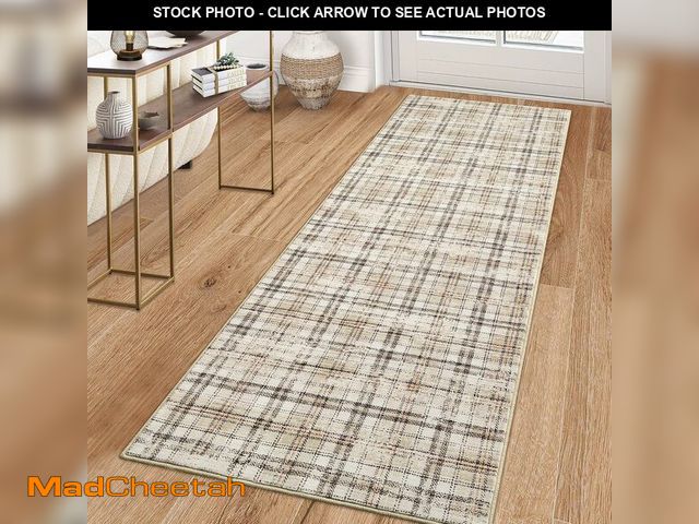 Lot 74-14067422 - LUXLOOM 3x5 Entryway Rug Washable Bedroom Rugs with Non Slip Rubber Backing, Farmhouse Plaid Soft Lo...