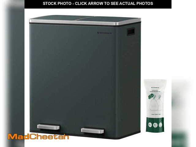 Lot 74-13061204 - 16 Gallon Trash Can, Garbage Can for Kitchen, with 15 Trash Bags, , Greenish-Gray - UNUSED