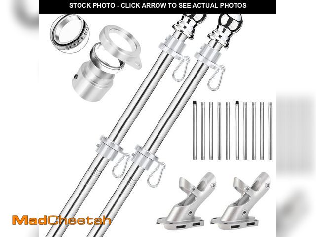 Lot 74-14332111 - Bubblythe 2 Pack Flag Poles for House, 6 FT Flag Pole Kit with 2 No-Tangle Aluminum Ring Clips and H...