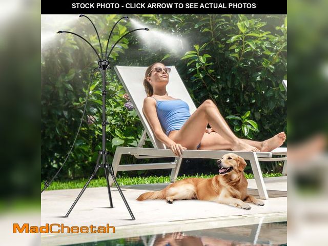 Lot 74-14438191 - GokeLQ Outdoor Mister for Patio Cooling, Mist System with 6 Nozzles, 4-Way Water Mister, Portable Mi...