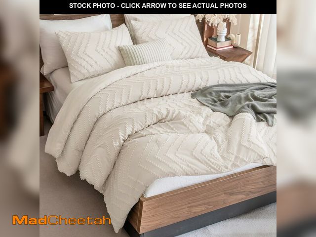 Lot 74-14264452 - Andency King Size Comforter Set Beige, Boho Cream Soft Warm Tufted Neutral Bedding Comforter Sets fo...