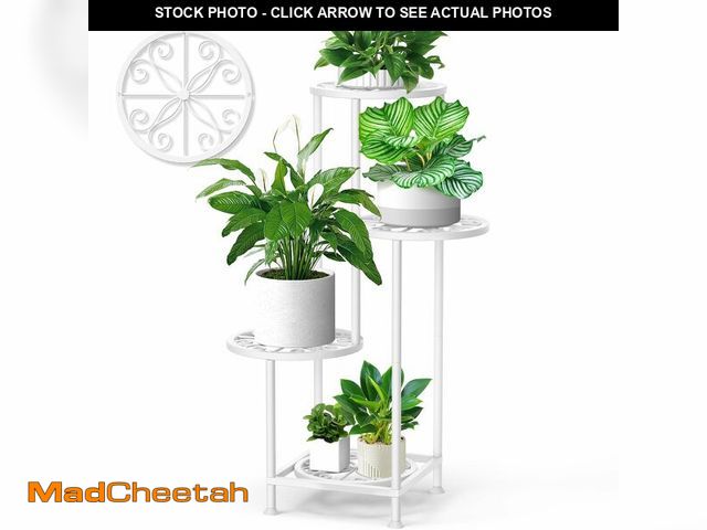 Lot 74-14387204 - YOCOMEY 4 Tier Plant Stand Indoor Outdoor, Metal Flower Shelf Display Holder, Multiple Plants Corner...