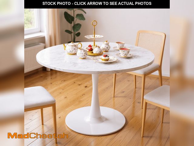 Lot 74-13735184 - Cvortll Round Dining Table, 31.5 inch Round Artificial Marble Dining Table, Round Pedestal Table for...