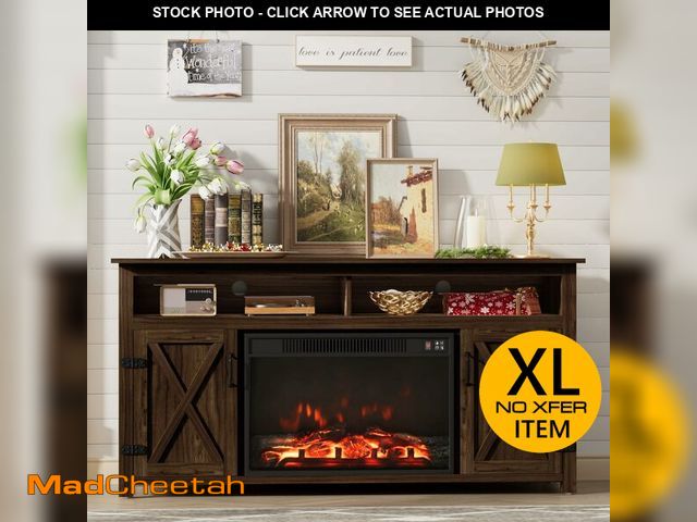 Lot 74-12762765 - (MISSING FIRE PLACE) Furmax Farmhouse Fireplace TV Stand for TVs Up to 65 Inch Highboy Entertainment...