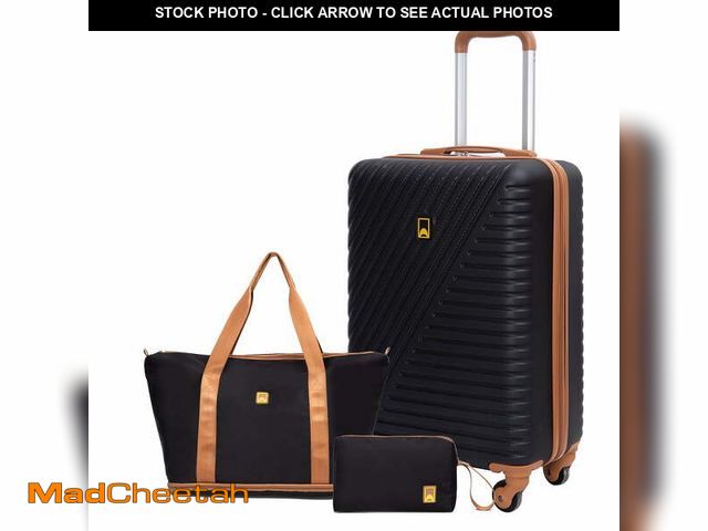 Lot 74-12669295 - Landisun 3 Piece Carry-on Luggage Sets, Hardside Suitcase Set with Spinner Wheels, Portable Travel B...