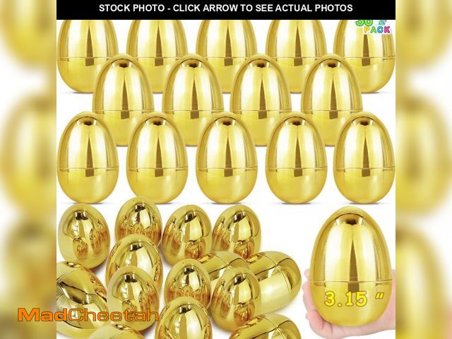 Lot 74-11545528 - 36 Pack 3.15" Large Golden Easter Eggs Empty, Shiny Metallic Plastic Easter Eggs Fillable Surprise G...