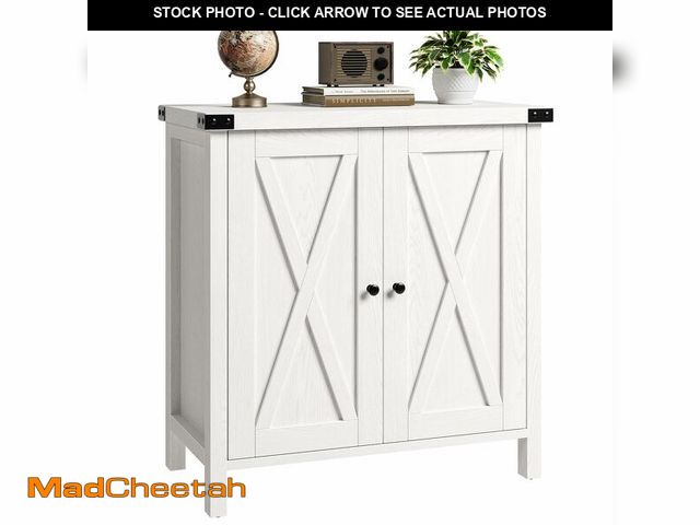 Lot 74-12694233 - GarveeHome Small Storage Cabinet, Farmhouse Sideboard Buffet Cabinet with 2 Doors and Adjustable She...