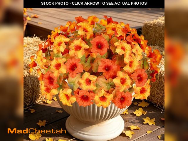 Lot 74-14378036 - Artificial Fall Flowers for Outdoors, Faux Petunias Autumn Decoration, Fake Flowers Plants UV Resist...