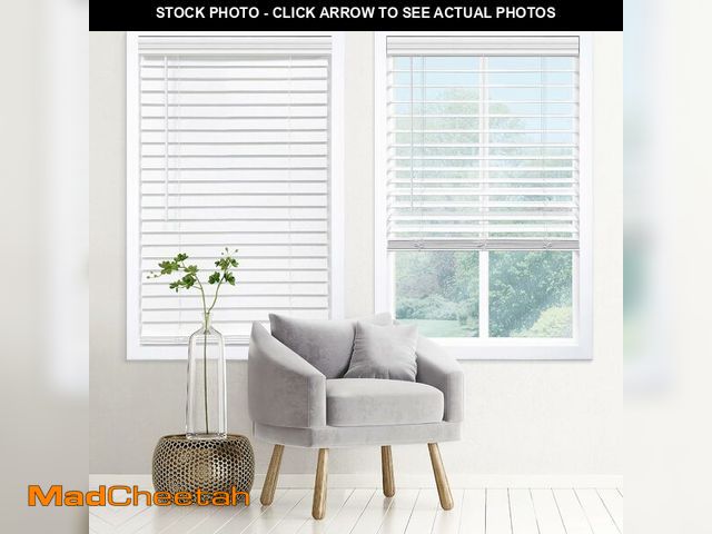 Lot 74-14067195 - DEZ FURNISHINGS Cordless 2" Signature Faux Wood Blind, 51" W x 48" H, Embossed White - UNUSED