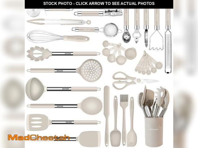 Lot 74-12308859 - Kitchen Utensils Set-Silicone Cooking Utensils-33pcs Non-Stick Silicone Cooking Kitchen Utensils Spa...