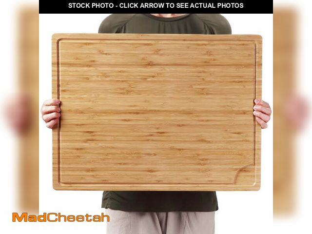 Lot 74-12837094 - ATENOW Extra Large Bamboo Cutting Board 24 x18 Inch, Large Wooden Butcher Block for Turkey, Meat, Ve...