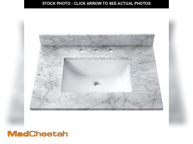 Lot 74-14274845 - Avanity 31 in. W x 22 in. D Marble White Rectangular Single Sink Bathroom Vanity Top in Carrara Whit...