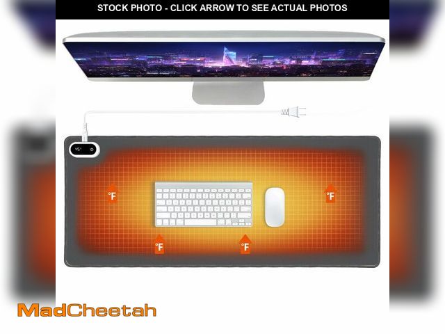 Lot 74-13625621 - Heated Desk Pad and Mouse Pad (Large 31.5x13 Inch) - 5-Temperature Settings with 4H Auto Off, Fast W...