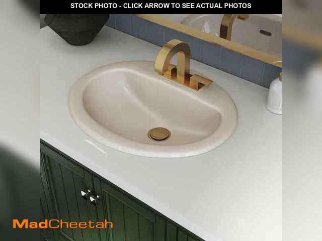 Lot 74-14313533 - Glacier Bay Aragon 20 in. Drop-In Oval Vitreous China Bathroom Sink in Bone - UNUSED