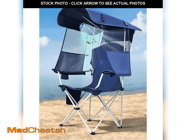 Lot 74-14608852 - VicTsing Camping Chair with Canopy Shade &amp; Fan, 360Â° Rotatable, 3-Speed Quiet Fan, Portable Fol...