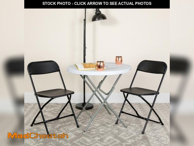 Lot 74-12163775 - Flash Furniture Plastic Folding Chair - Black - Pkg Qty 10 - UNUSED