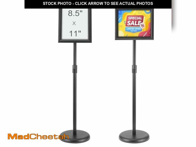 Lot 74-12760598 - VEVOR Pedestal Sign Holder, 8.5 x 11 Inch Vertical and Horizontal Adjustable Poster Stand, Heavy-Dut...