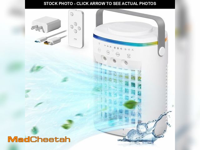 Lot 74-12441100 - Portable Air Conditioner, Evaporative Air Cooler, 2-4-8H Timer Auto-Off &amp;Remote, Water Tank, Thr...