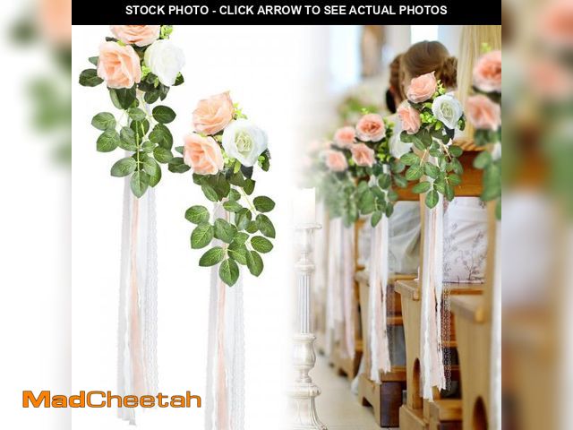 Lot 74-11550447 - Giegxin 16 Pcs Wedding Aisle Decorations Pew Flower for Wedding Ceremony Aisle Chair Artificial Rose...