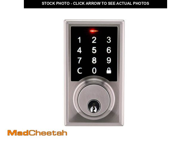 Lot 74-12557834 - Defiant Square Satin Nickel Electronic Single Cylinder Touchpad Deadbolt - UNUSED