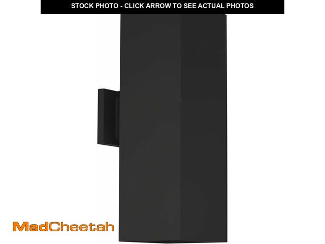 Lot 74-12573250 - Progress Lighting 6-Inch Square Cylinder Outdoor LED Wall Sconce, 2-Light Modern Wall Mount LED Up a...