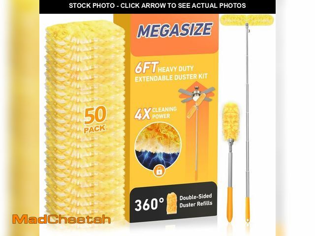 Lot 74-14377368 - 6 ft Long Handle Extendable Duster with 50 Refills for Swiffer Duster, Heavy Duty 360ÃÂ° Microfiber...