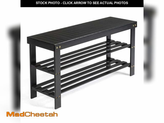 Lot 74-13044044 - Zimtown 3 Tier Solid Bamboo Shoe Rack Bench, 11.02'' x 35.43'' x 17.72'' Storage Seat Organizer for ...