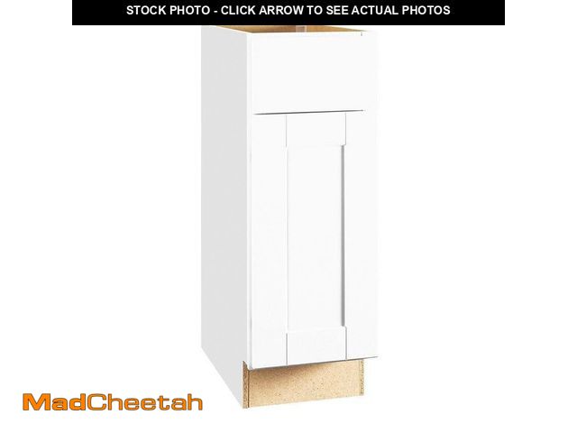 Lot 74-13286634 - Hampton Bay Shaker 12 in. W x 24 in. D x 34.5 in. H Assembled Base Cabinet in Satin White - UNUSED