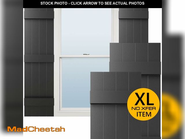 Lot 74-12693074 - Ekena Millwork Lifetime Vinyl LJ4S14X07100BL Standard Four Board Joined, Board-n-Batten Vinyl Shutte...