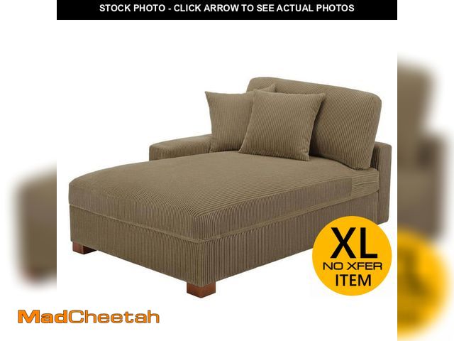 Lot 74-14328123 - Uixe Camel Corduroy Polyester Left Arm Facing Sectional Chaise Lounge with Wood Legs(Set of 1) - UNU...