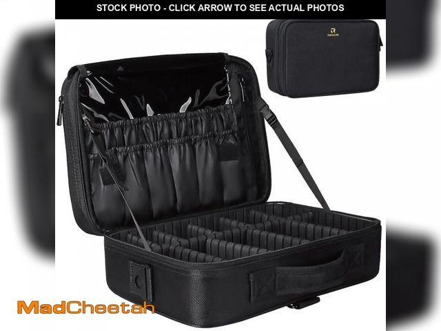 Lot 74-12120170 - Relavel Travel Makeup Train Case Makeup Cosmetic Case Organizer Portable Artist Storage Bag with Adj...