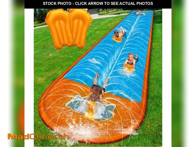 Lot 74-14213784 - Spring Water Slip and Water Slide, 32ft *2 Lanes Slip Water Slides for Kids Backyards Ages 5-8 8-12 ...