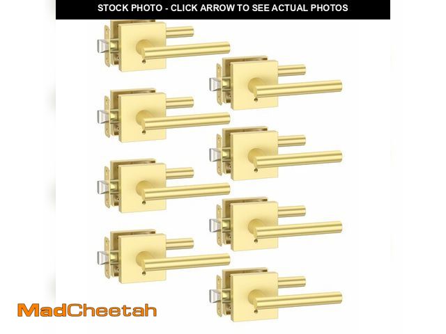 Lot 74-13712236 - Asidrama 8 Pack Gold Privacy Door Handles, Door Lever with Door Knobs Indoor for Bedroom or Bathroom...