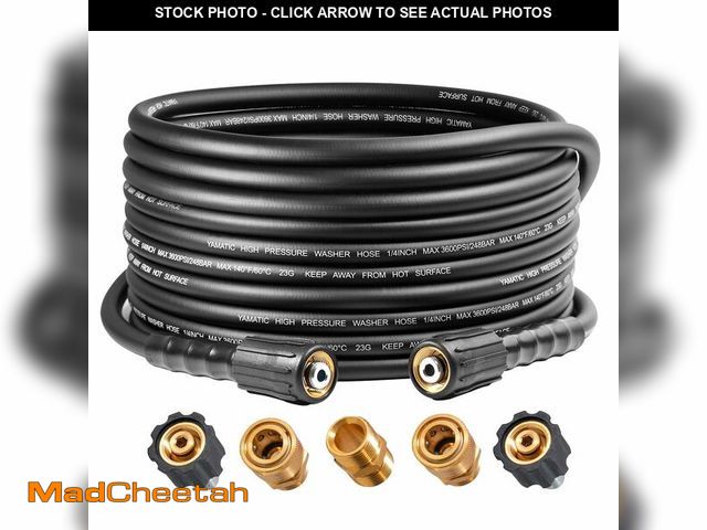 Lot 74-13967300 - YAMATIC 3600PSI Pressure Washer Hose For Power Washer 25FT X 1/4", Kink Resistant Heavy Duty Power W...