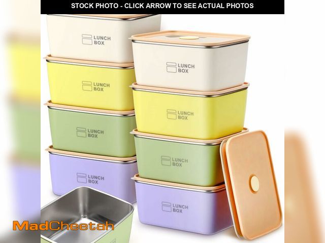 Lot 74-12698916 - Blushtier 8 Pcs Stainless Steel Food Storage Containers with Lids 20 oz Metal Snack Containers Box f...