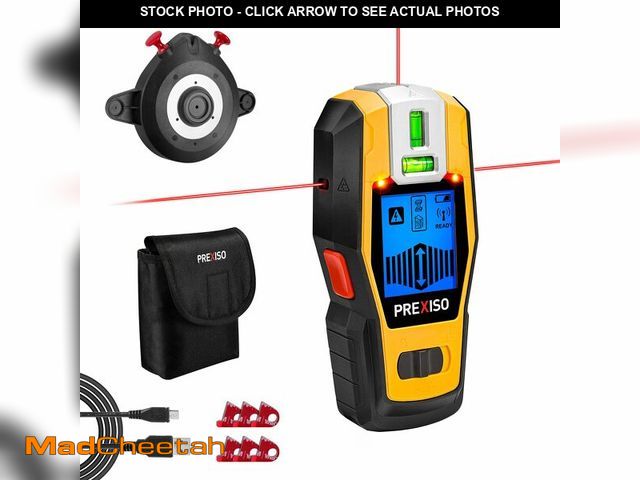 Lot 74-14430765 - PREXISO 2-in-1 Stud Finder with Laser Level, Rechargeable Cross Line Laser - USED