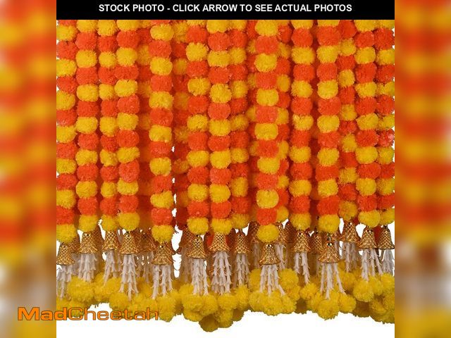 Lot 74-12711176 - DIYANA IMPEX Marigold Garland for Decoration 5 Pcs of 5 feet Long Strands Artificial Marigold Flower...