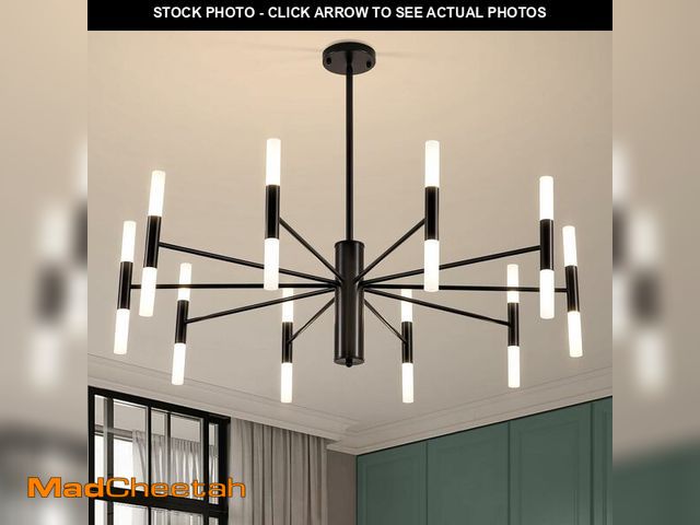 Lot 74-13927176 - KELUOLY 20-Light Black Chandelier, Modern Farmhouse Chandelier for Dining Room Lighting Fixtures Han...