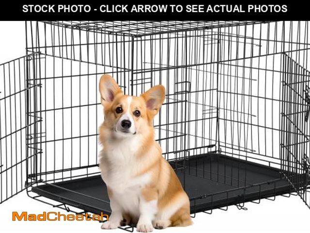 Lot 74-12098191 - FDW 30 inch Dog Crate Dog Kennel Cage with Double Door Folding Metal Wire Dog Cage with Removable Tr...