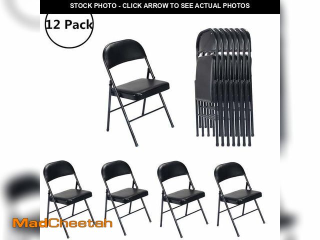 Lot 74-12549363 - UBesGoo 4/6/8/12-Pack Folding Chairs Padded Seat, Home Office Party Use Black - UNUSED