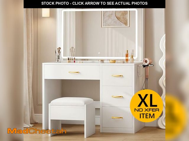 Lot 74-12494111 - (MISSING HARDWARE,) YITAHOME Vanity Desk Set with Large 35" LED Mirror and Lights, Makeup Table with...