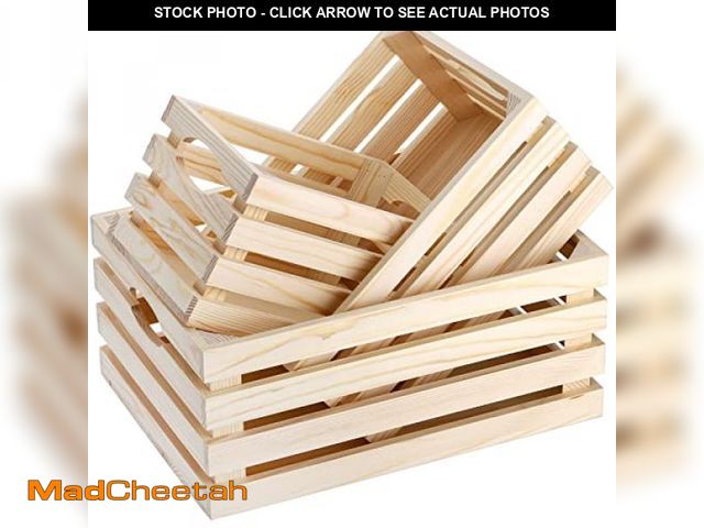 Lot 74-12334150 - *SEE DETAILS* ZENFUN 3 Pack Wooden Nesting Crates with Handles, Decorative Hand Crafted Wood Box Nes...