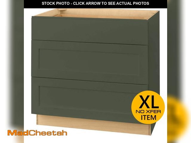 Lot 74-13822482 - Hampton Bay Avondale 36 in. W x 24 in. D x 34.5 in. H Ready to Assemble Plywood Shaker Drawer Base K...