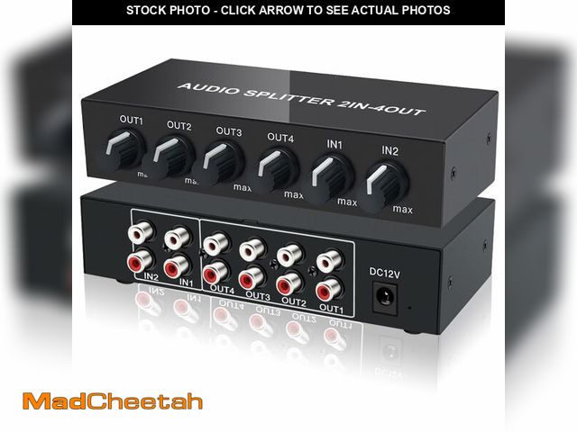 Lot 74-14426228 - FlyroadUp 2 in 4 Out RCA L/R Audio Splitter Stereo Line Level Distributor Mixer with Independent Vol...